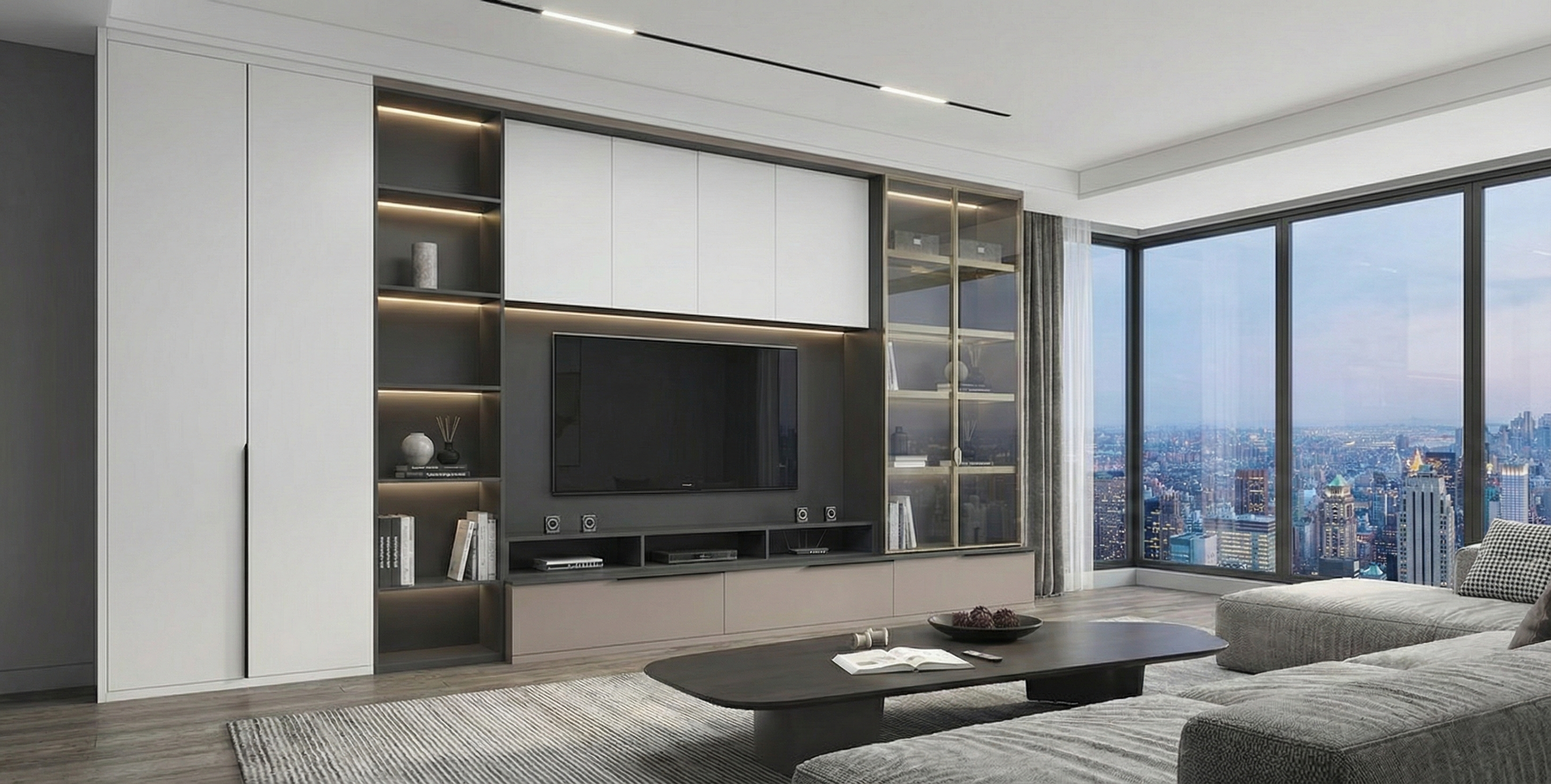 Mocha Forest Pro Series Contemporary Living Room Storage