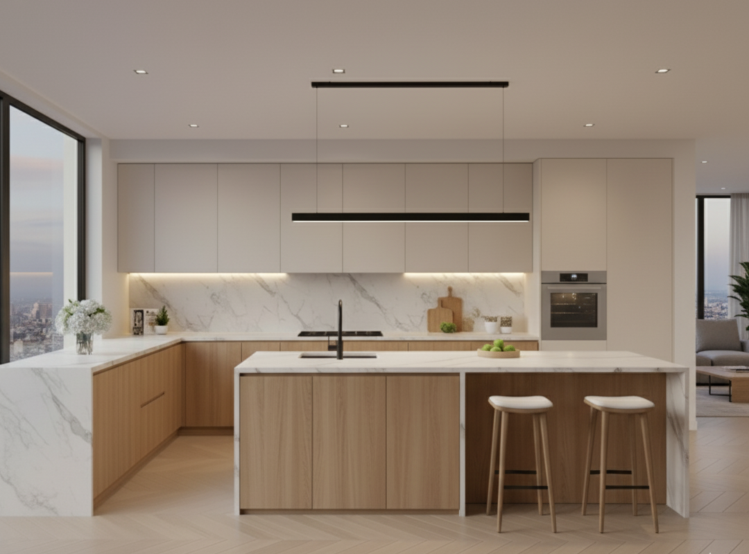 Mocha & Forest Pro Series Large L-Shaped Kitchen